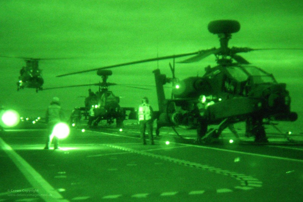664 Sqn operating at night from HMS Illustrious. Crown Copyright